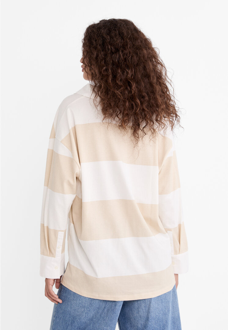 Stradivarius Oversized polo T-shirt  Beige S