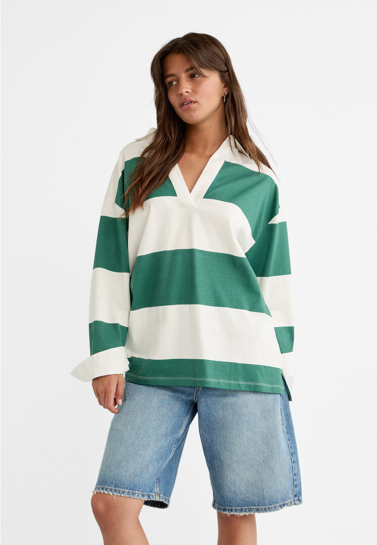 Stradivarius Luźna koszulka polo Zielony L