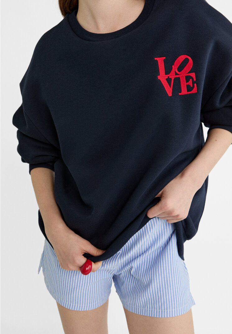Stradivarius Love license sweatshirt  Navy blue S