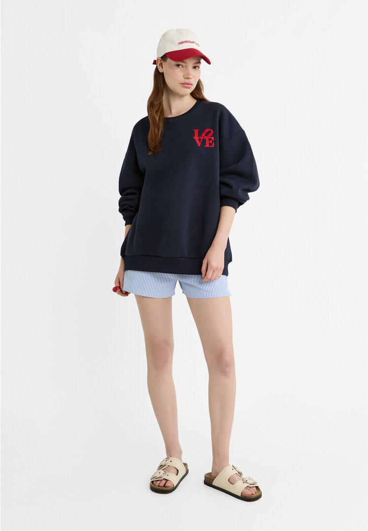 Stradivarius Love license sweatshirt  Navy blue S