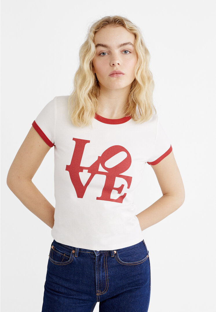 

Stradivarius Shirt Love Weiß XL