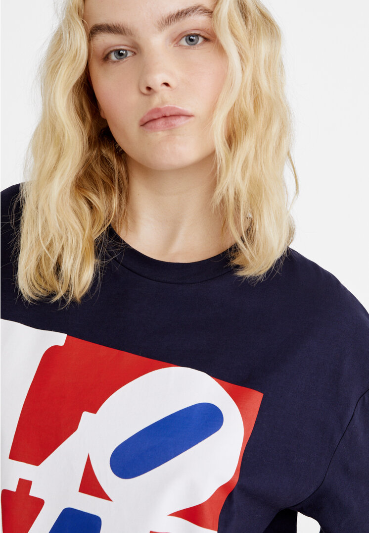 Stradivarius Love T-shirt  Navy blue L