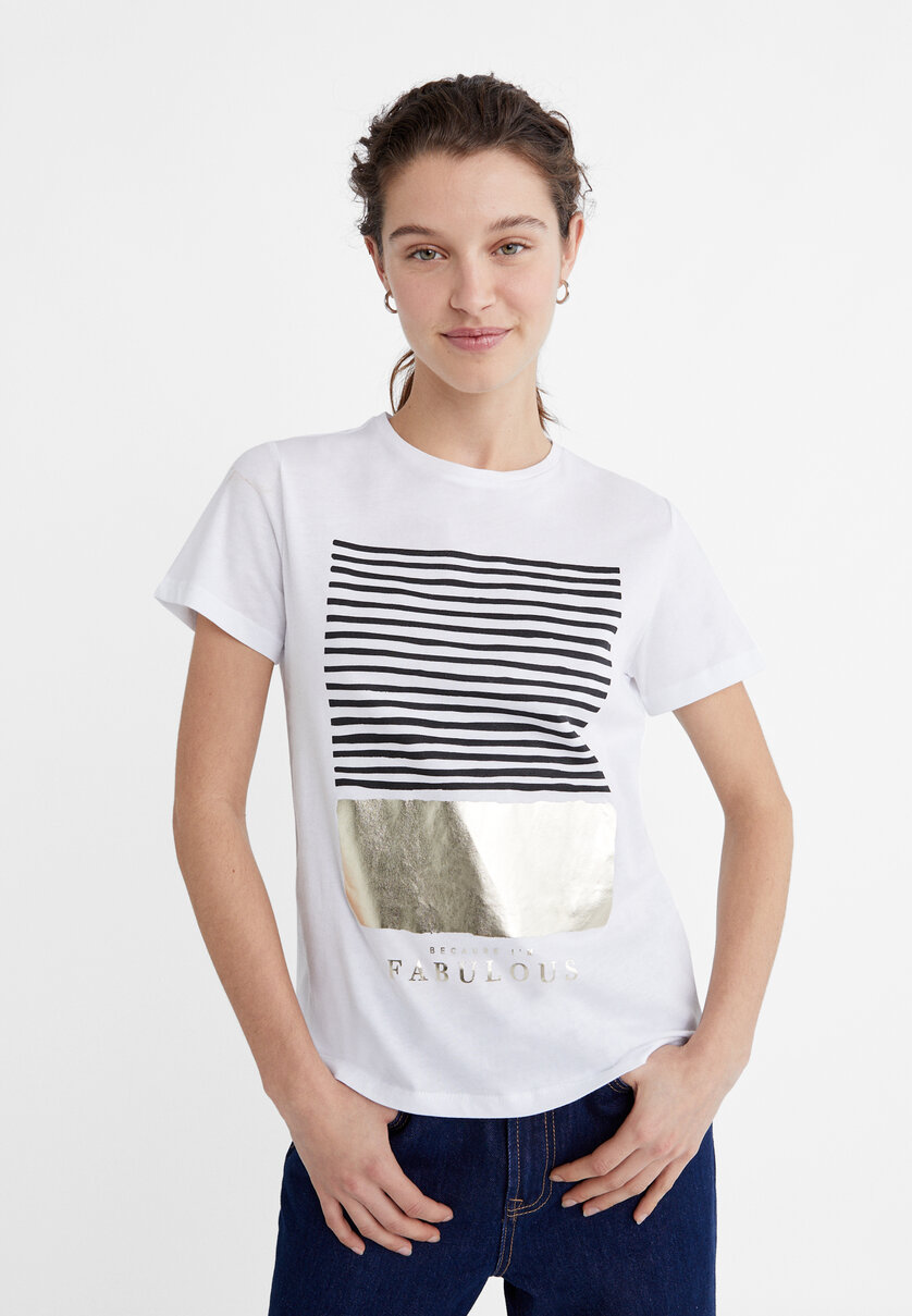 Camiseta estampado brillos