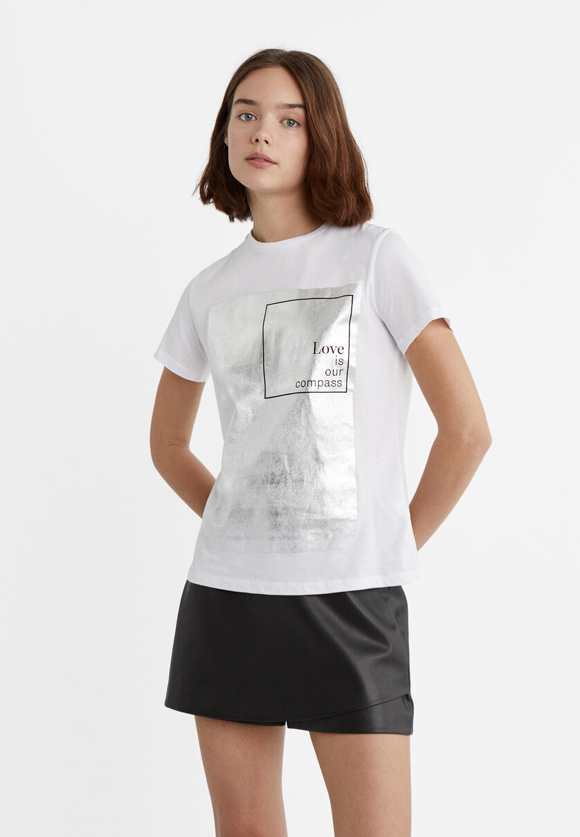 Shirt mit Print und Glitzer