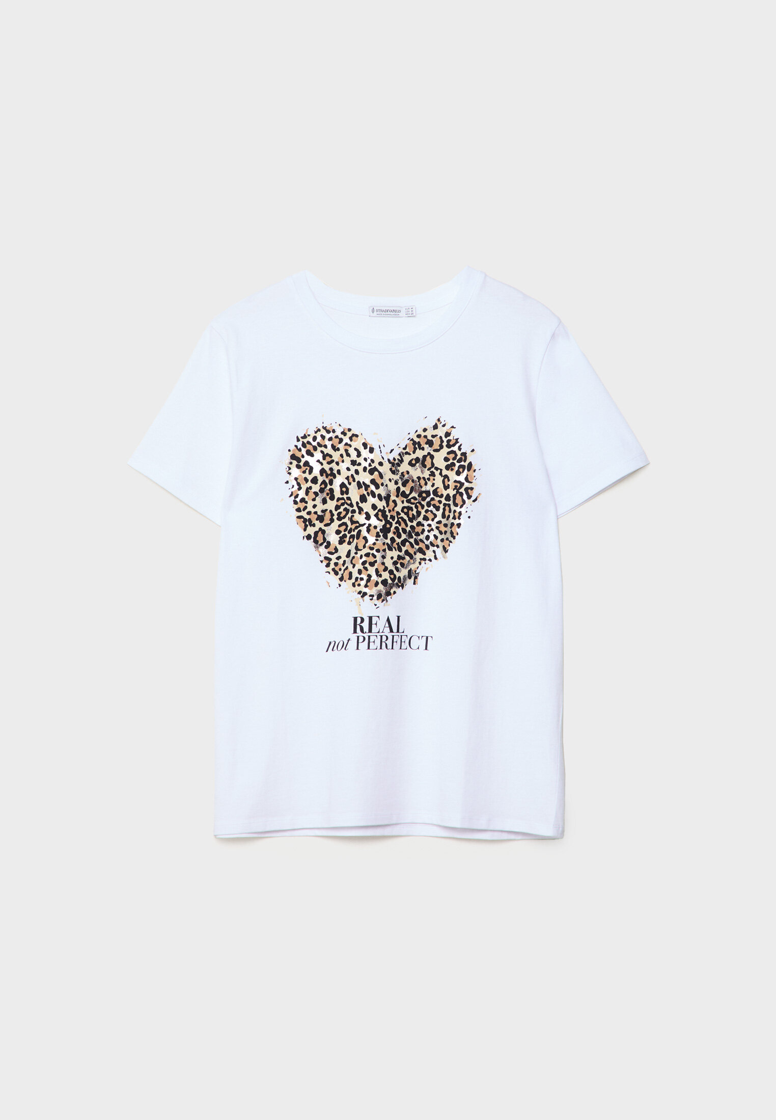 Animal print heart print T shirt