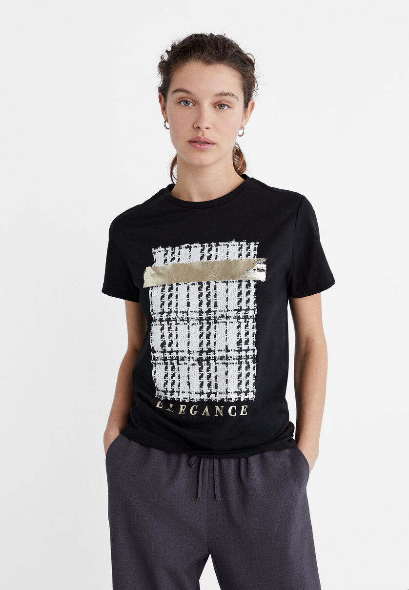 Camiseta estampado brillos