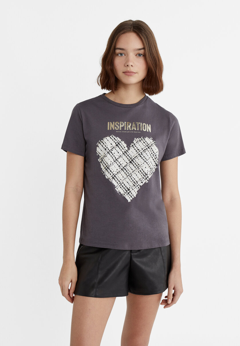 Printed T-shirt with rhinestones