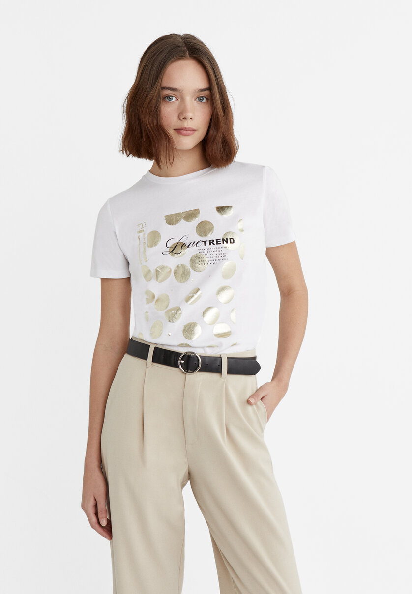 Camiseta estampado brillos