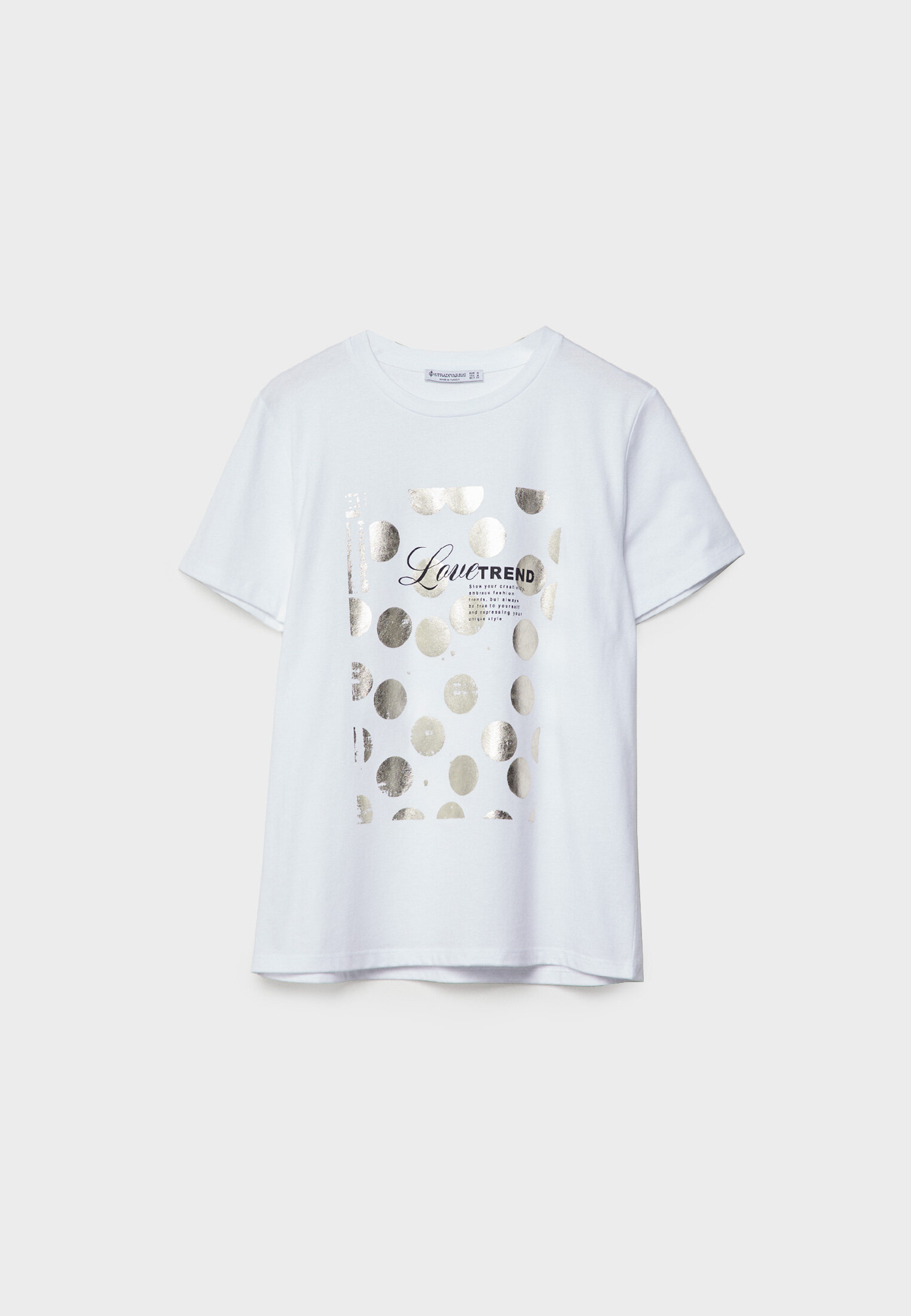 Printed T shirt with rhinestones Women s fashion Stradivarius