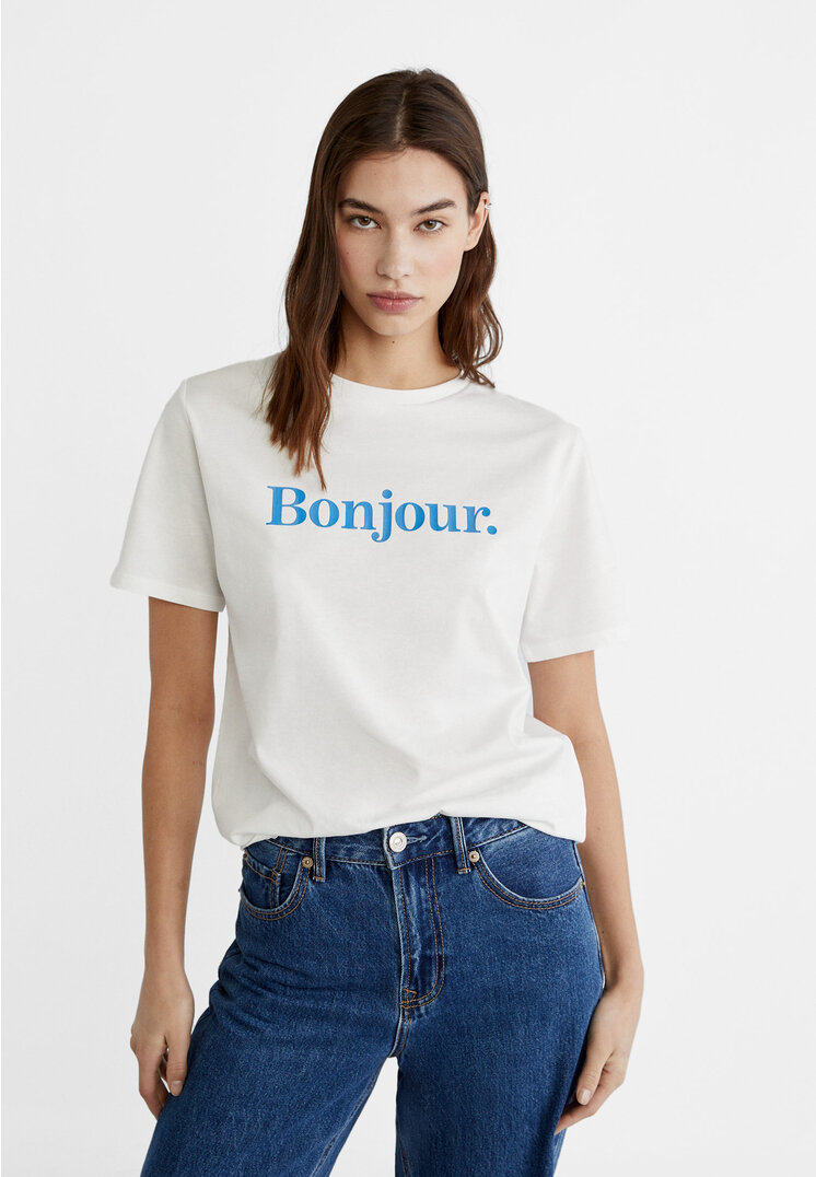 

Stradivarius Shirt mit aufgedrucktem Schriftzug Elektrisch Blau XL