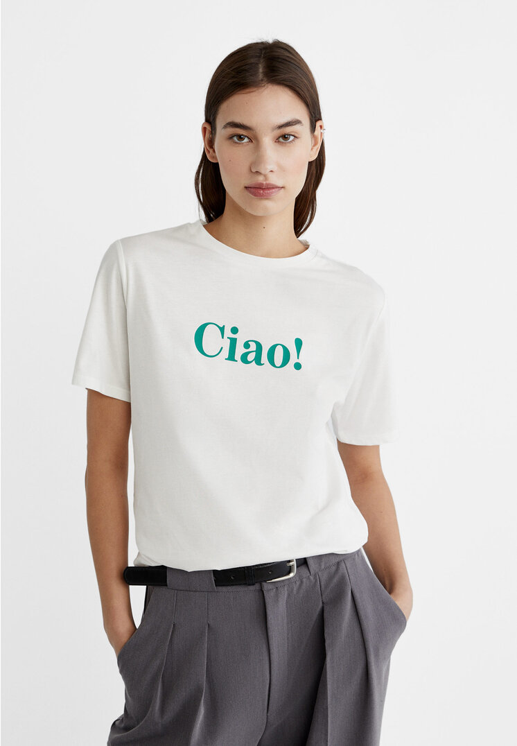 

Stradivarius Shirt mit aufgedrucktem Schriftzug Grün M