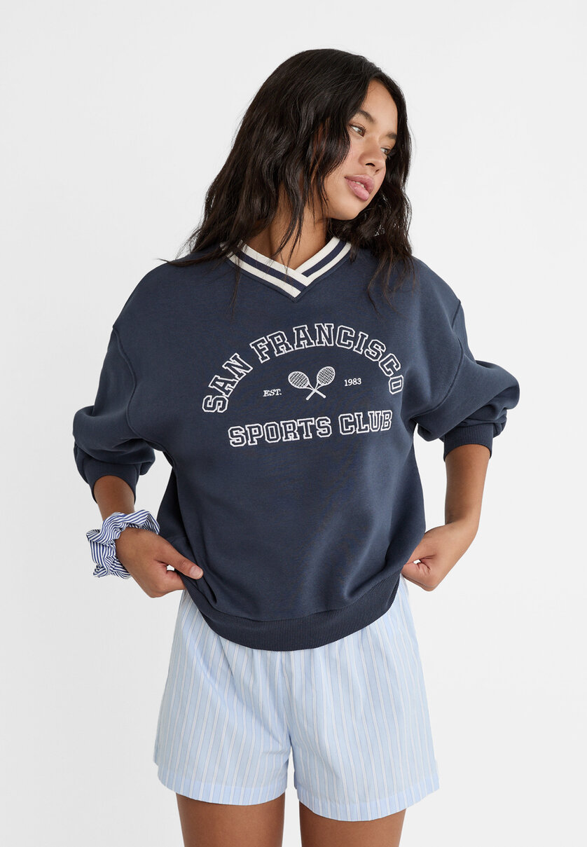 Contrast sweatshirt - Women's fashion | Stradivarius Canada