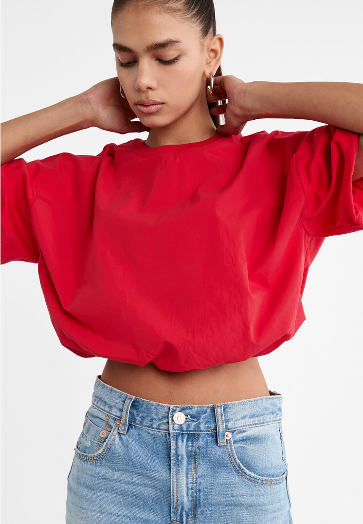 Stradivarius Crop Maglietta Maniche A Sbuffo Stradivarius Camisa