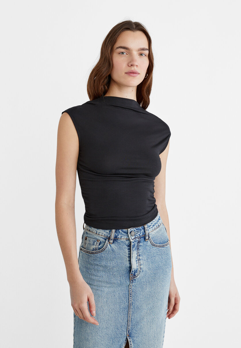 Viscose gathering T-shirt
