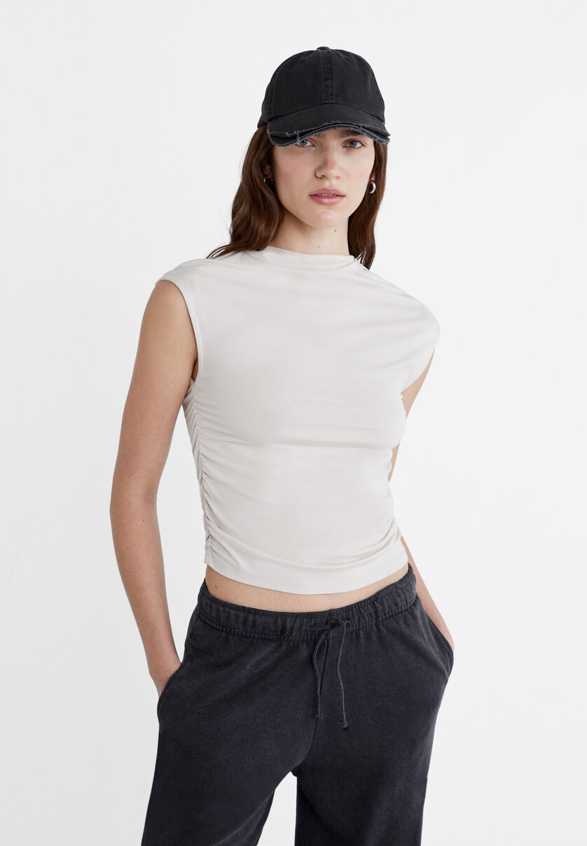 Viscose gathering T-shirt