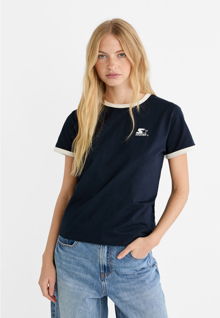 Stradivarius T-Shirt Starter Marineblau S
