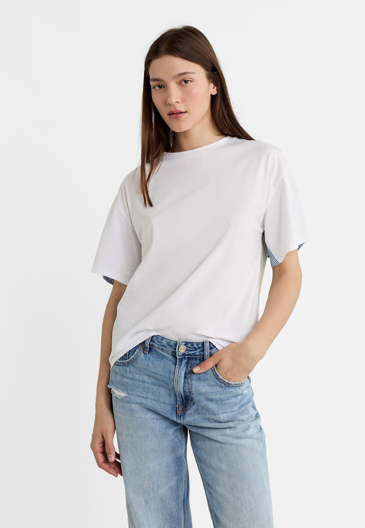 Flowing T-shirt with contrast back - Women's fashion