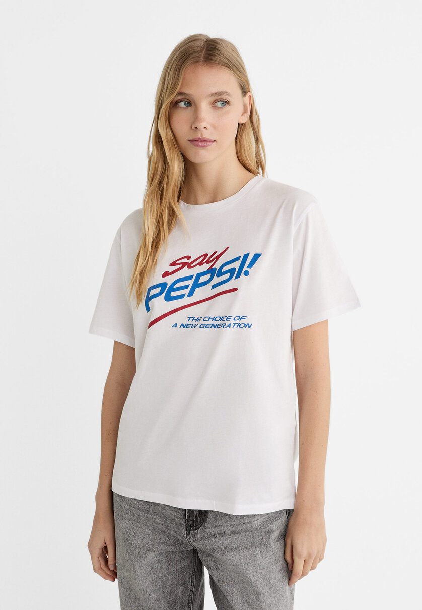 Pepsi grafik baskılı t-shirt
