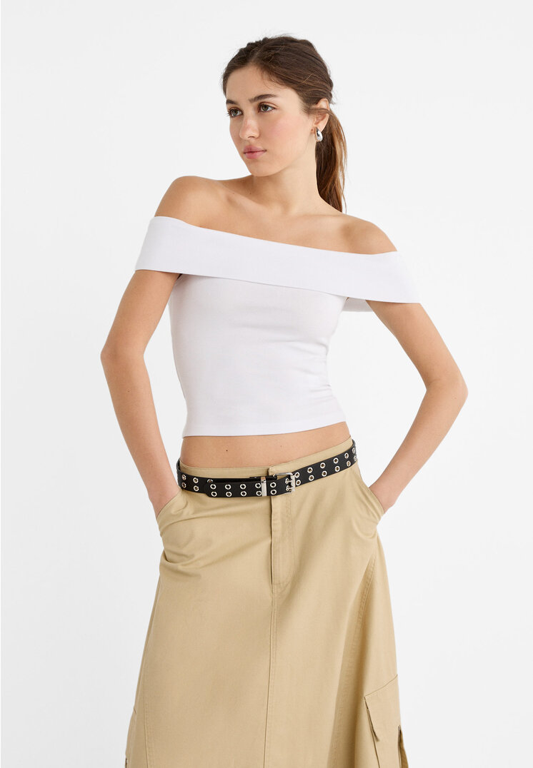 Stradivarius Off-the-shoulder top  White L