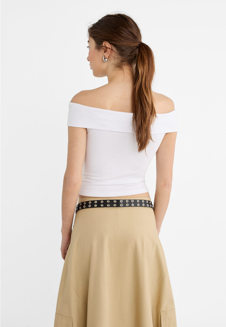 Stradivarius Off-the-shoulder top  White L