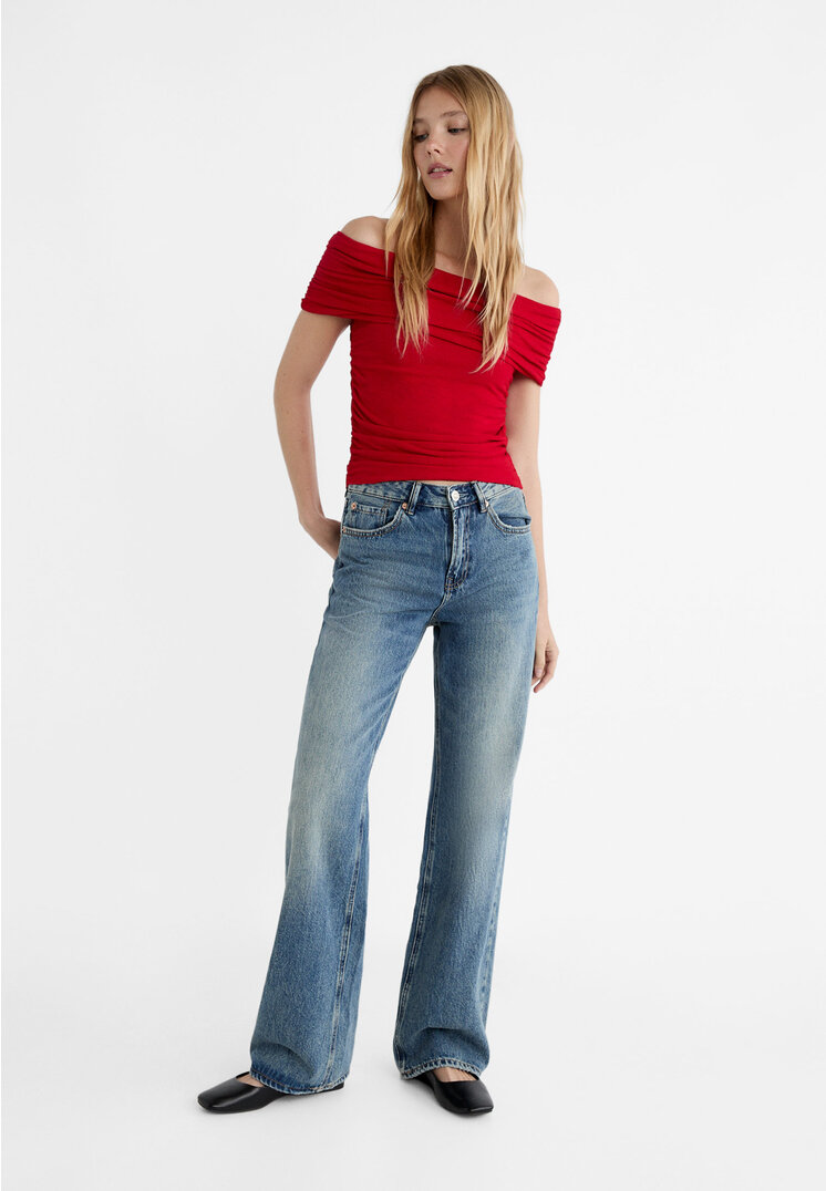 Stradivarius Off-the-shoulder top  Red XL