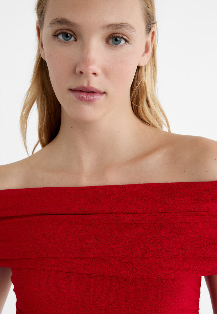 Stradivarius Off-the-shoulder top  Red XL