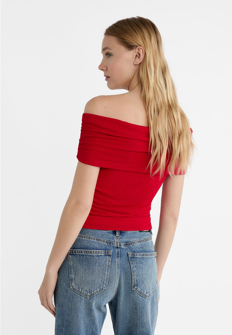 Stradivarius Off-the-shoulder top  Red XL