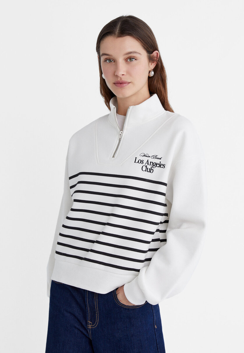 Striped sweatshirt with zip