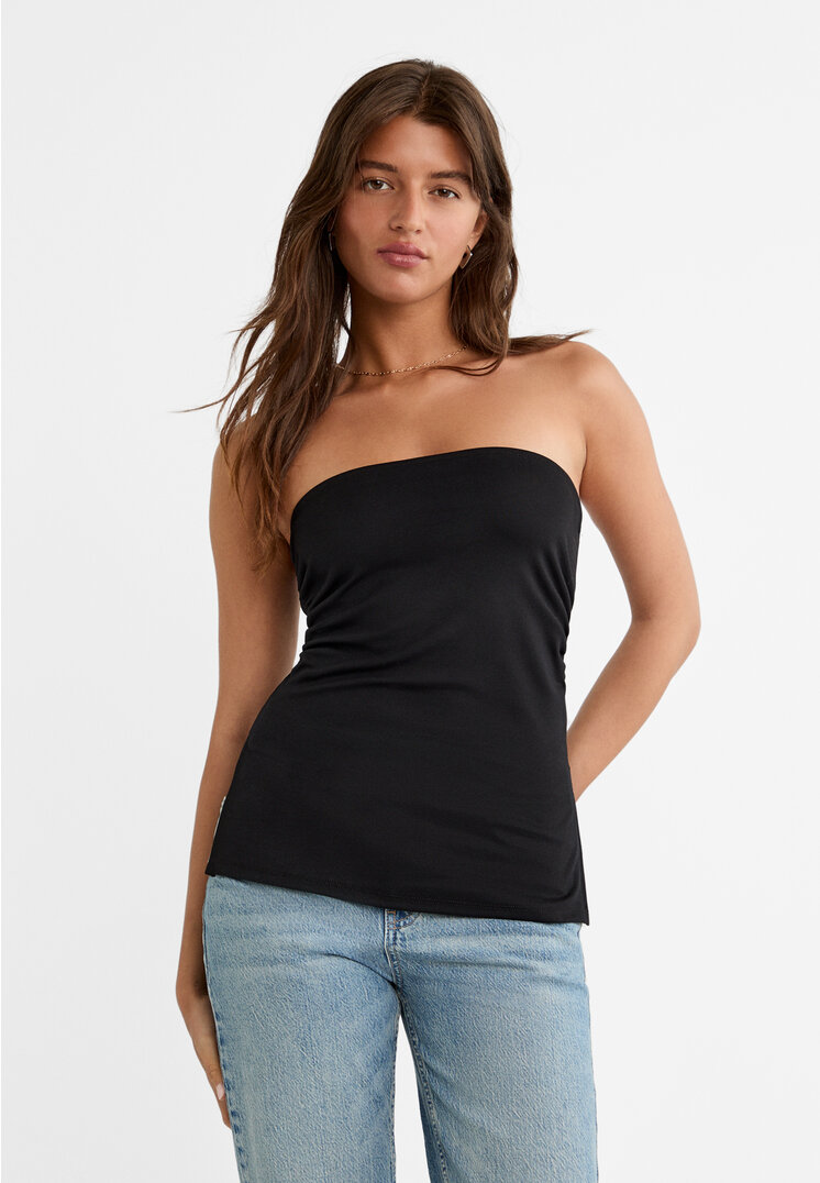 

Stradivarius Top bandeau z rozcięciami po bokach Czarny XS