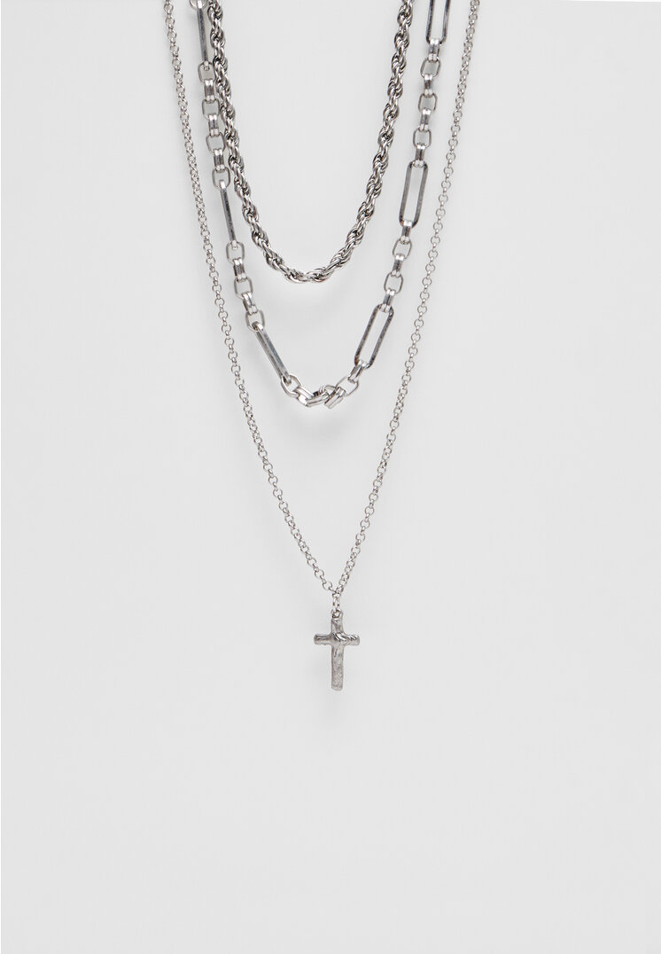 

Stradivarius 3er-Set Ketten und Kreuz Grau OS