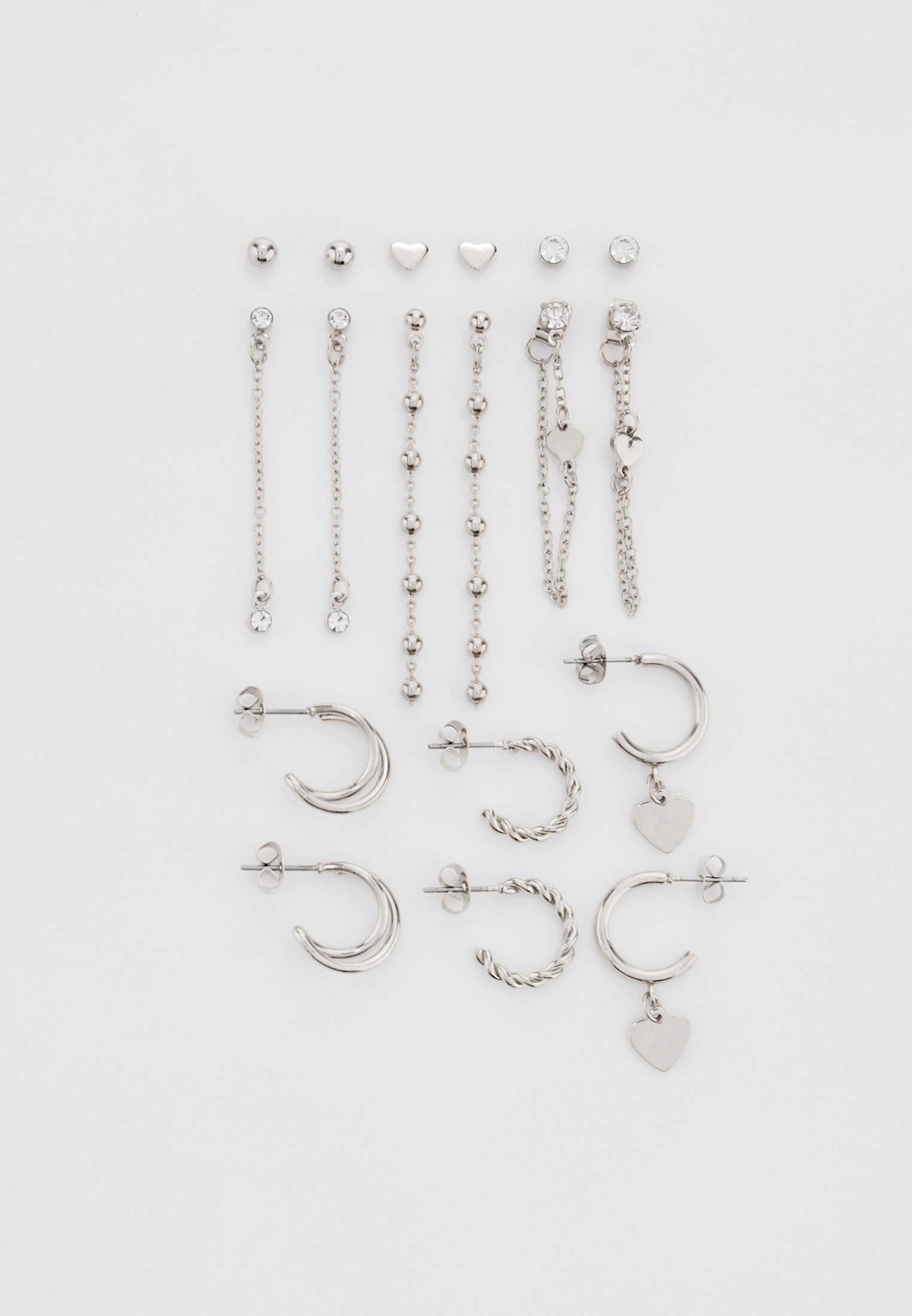 Set of 9 pairs of pearl bead earrings and hoops - Women's fashion 