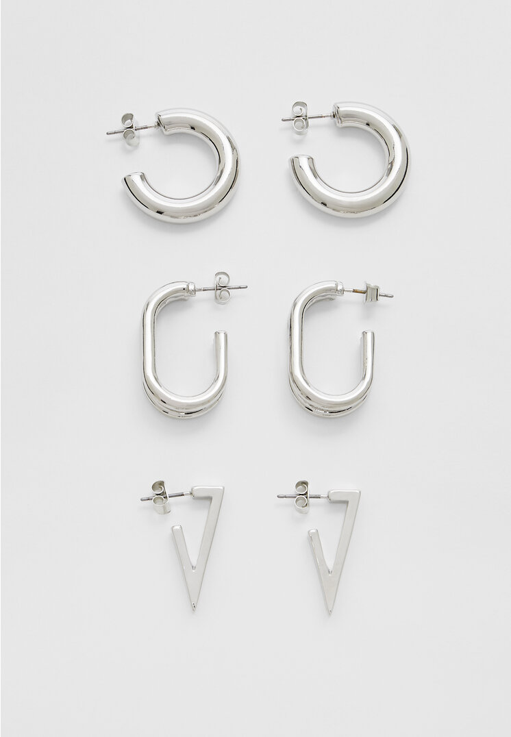 

Stradivarius 3er-Set Creolen Grau OS