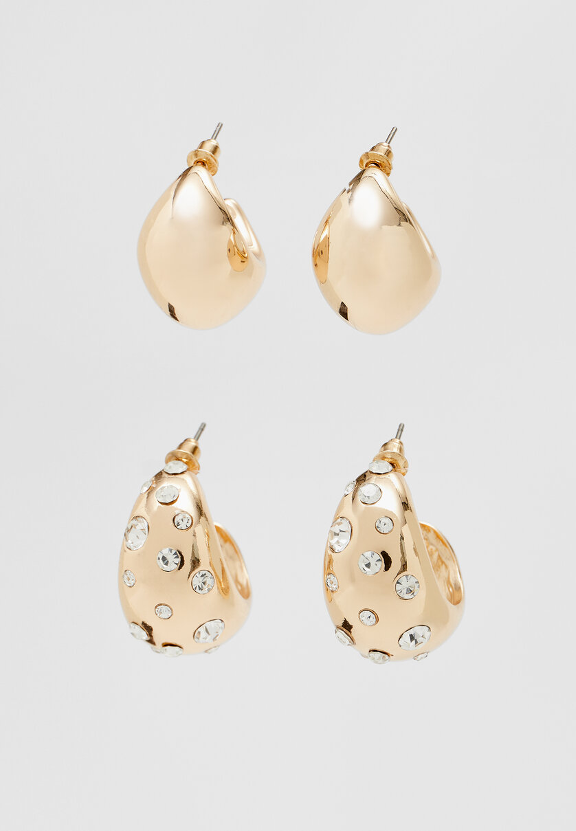 Set of 2 pairs of stone earrings