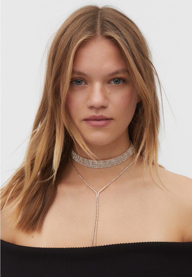 Stradivarius Set 2 collane brillantini  Oro OS