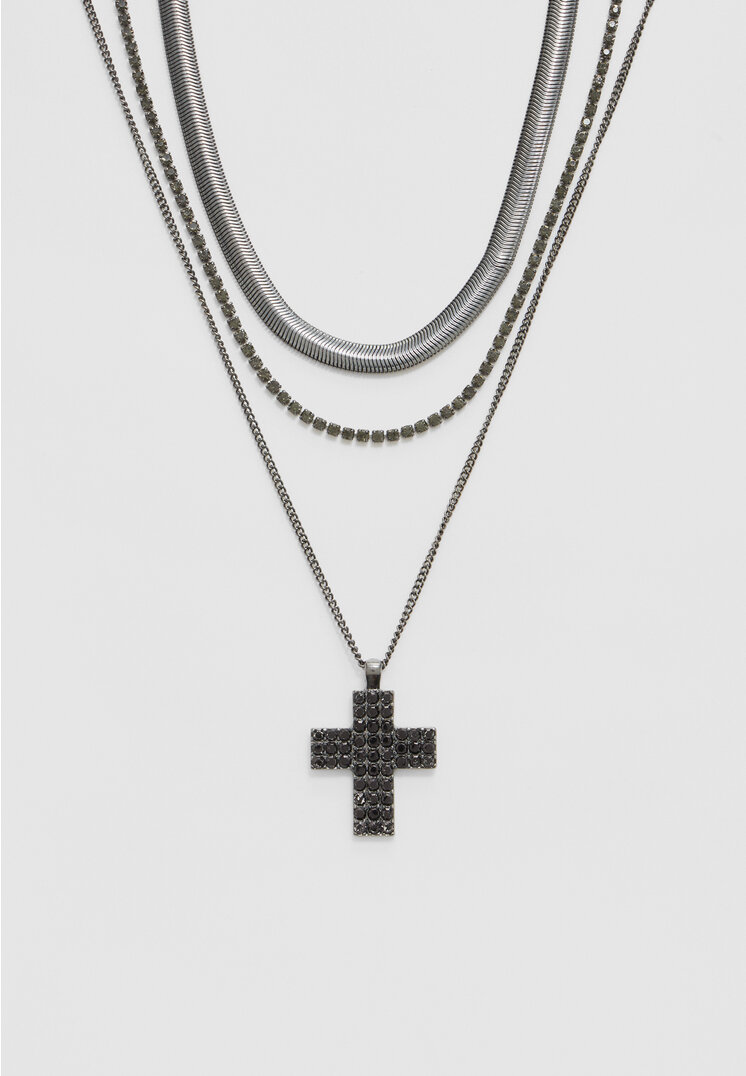 

Stradivarius 3er-Set Halsketten mit Kreuz-Charm Grau OS