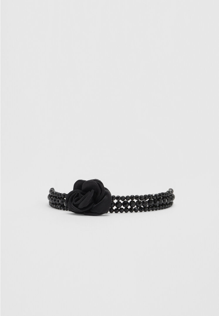 

Stradivarius Choker mit Blume und Strass Grau OS