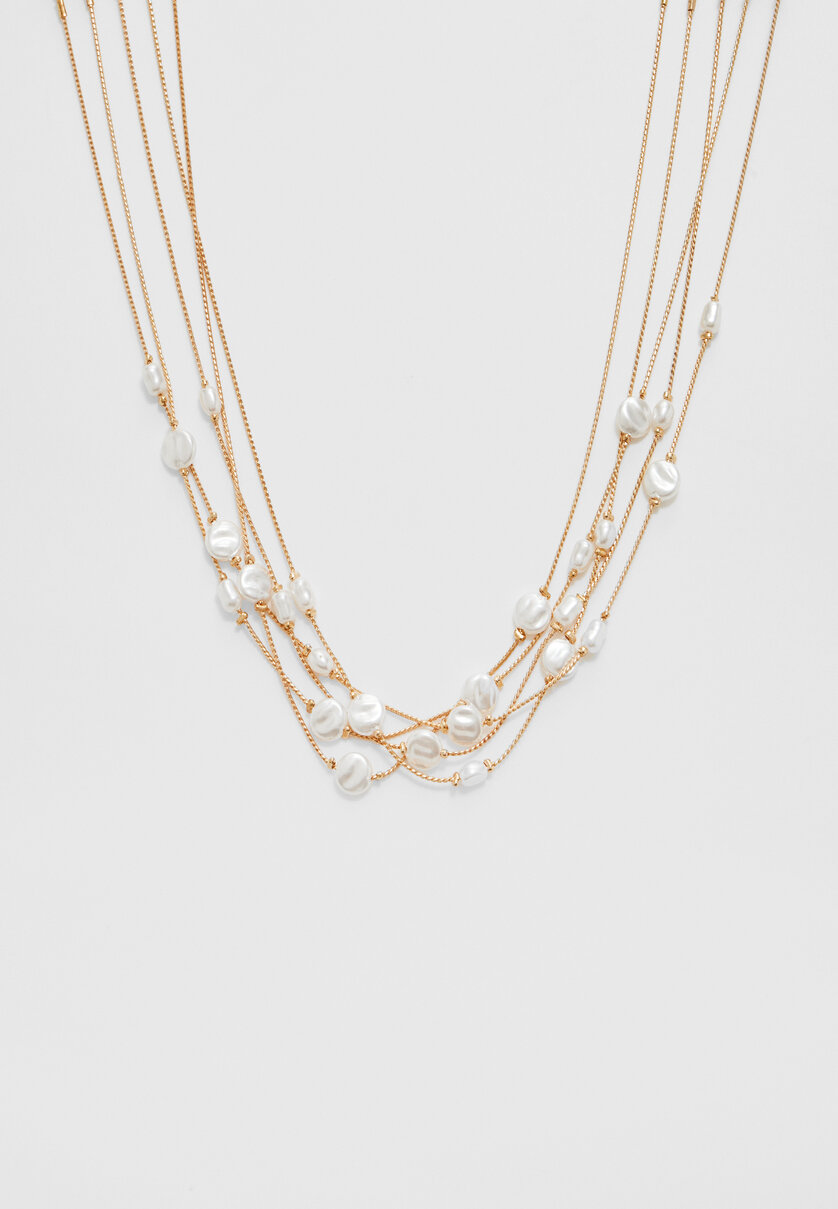 Chain and pearl bead necklace