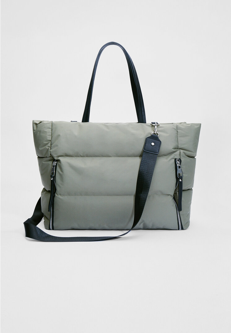 

Stradivarius Stoffshopper mit Reißverschlüssen Khaki OS