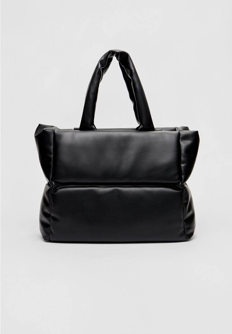 

Stradivarius Pikowana torba shopper ze sztucznej skóry Czarny OS