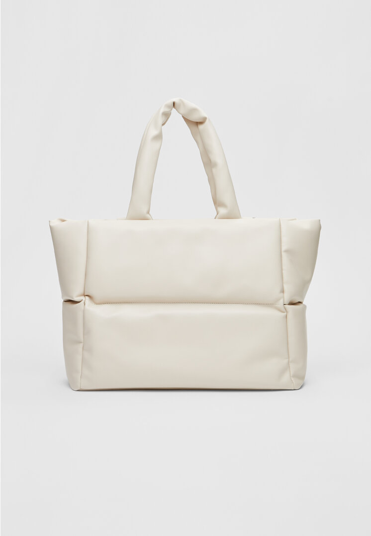 

Stradivarius Pikowana torba shopper ze sztucznej skóry Ecru OS