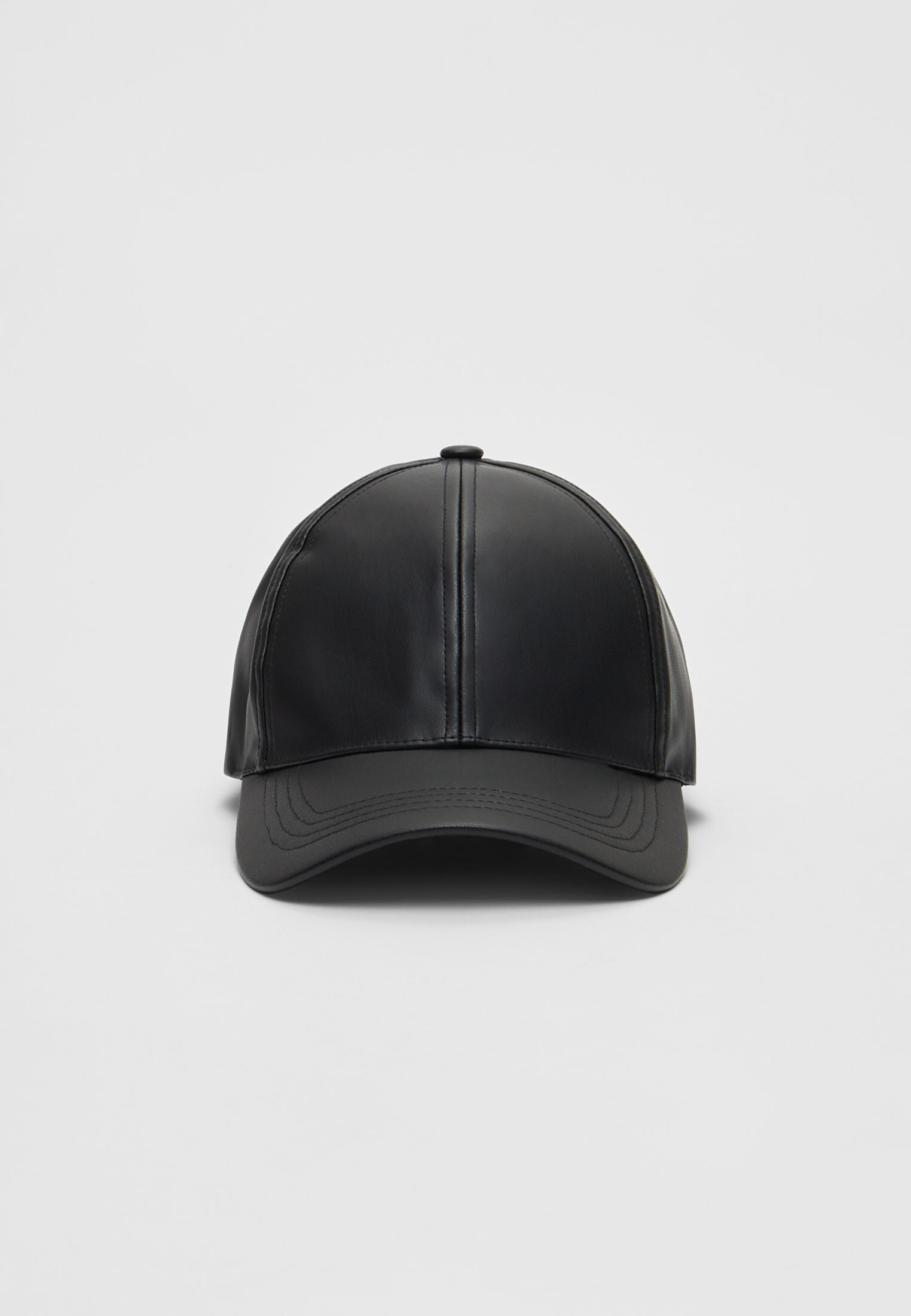 Grey cheap leather cap