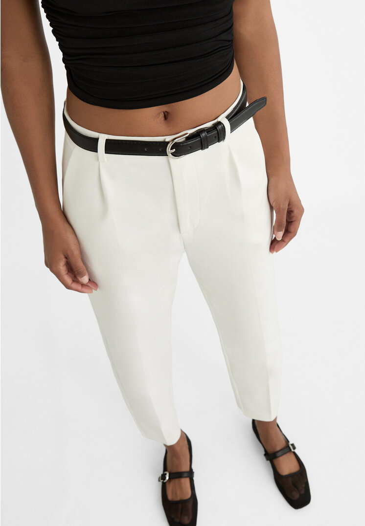 Stradivarius Smart trousers with belt  White 8