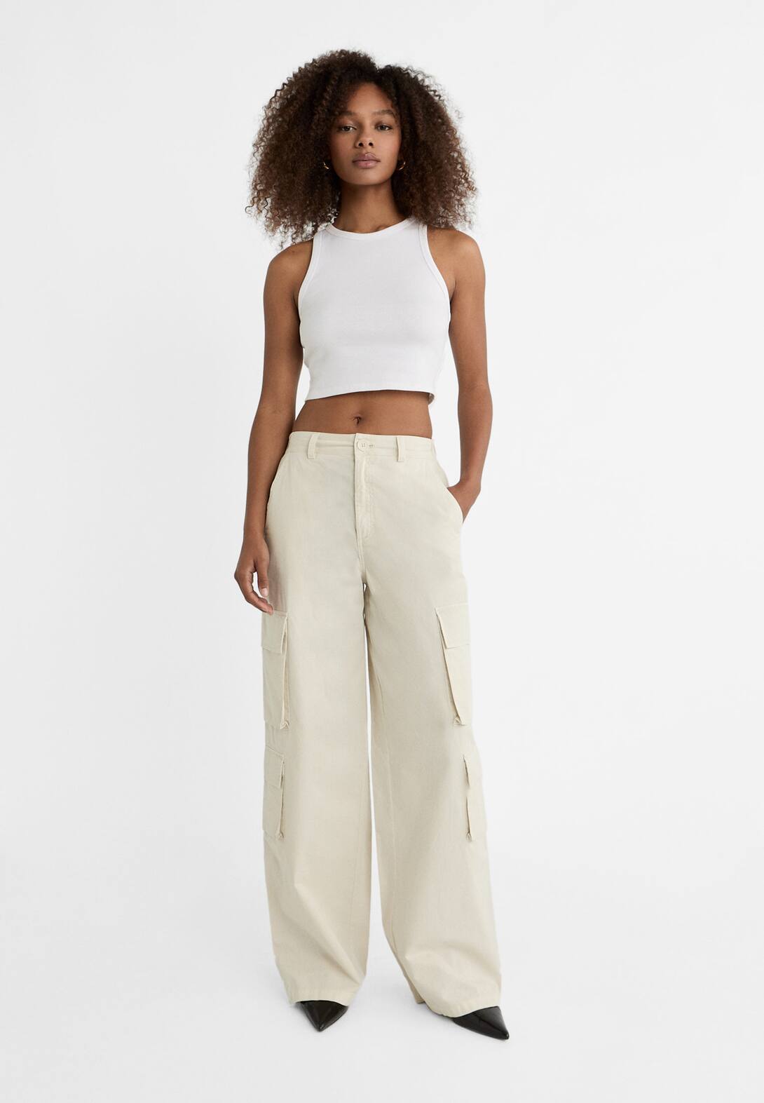 Pantalon cargo en popeline