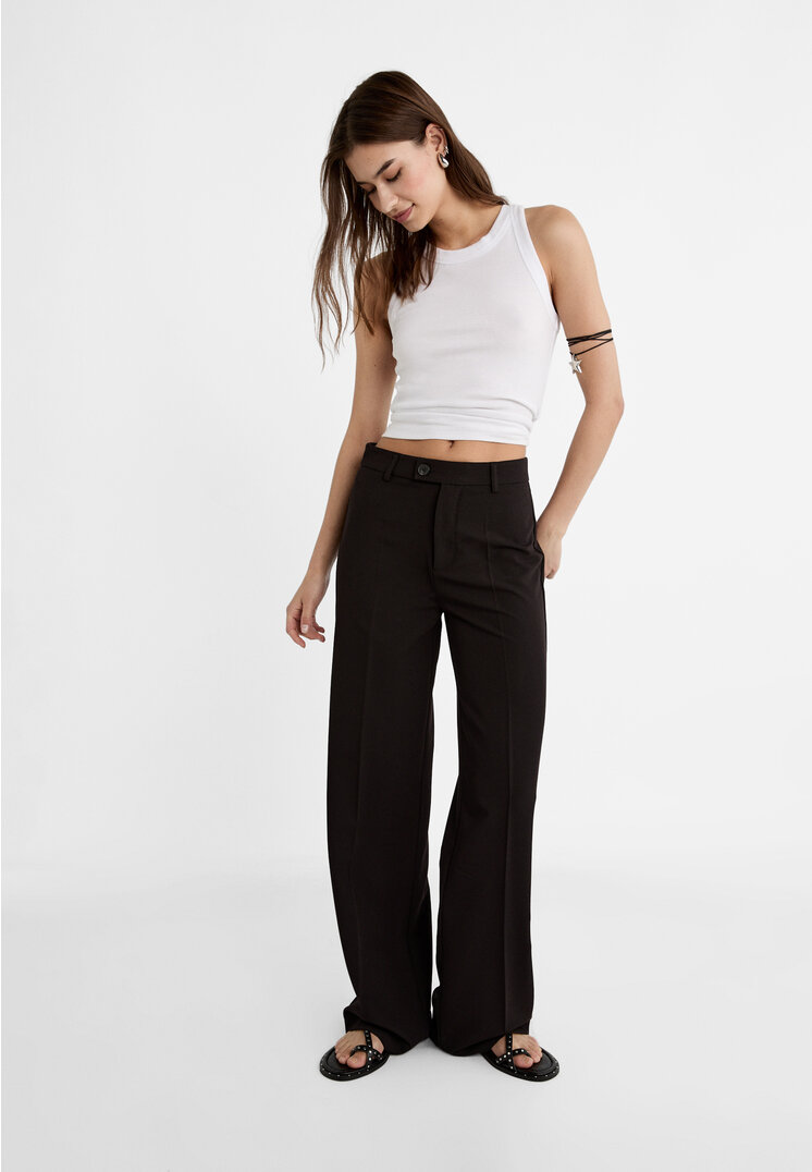 

Stradivarius Straight-Leg-Stoffhose Schwarz 38