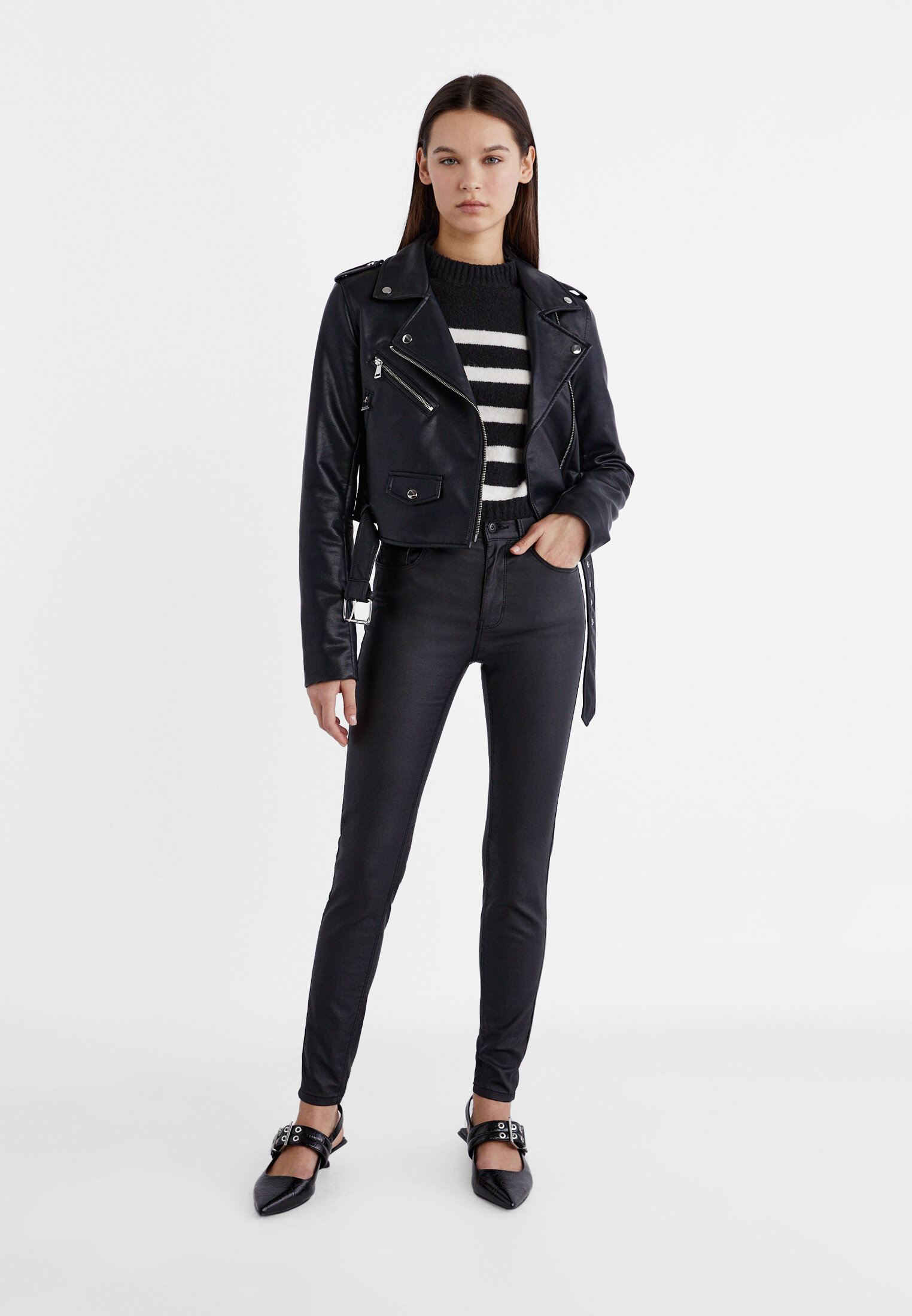 Pantalon enduit best sale femme zara