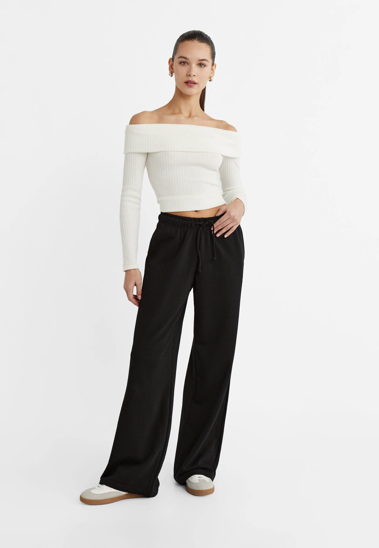 Country Road Cotton Wide Leg Pant In Black