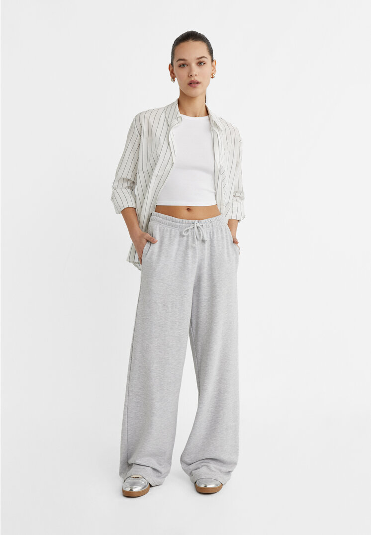 

Stradivarius Wide-Leg-Jogginghose Grau Melange XS