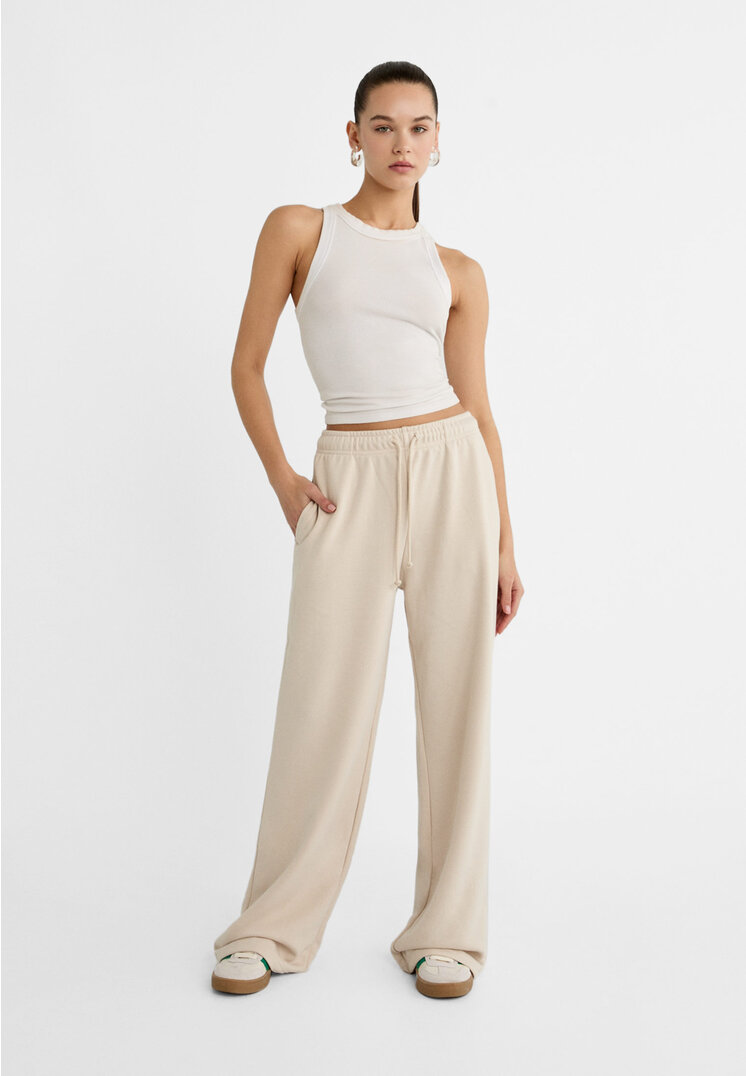 Stradivarius Wide-leg jogger trousers  Stone M