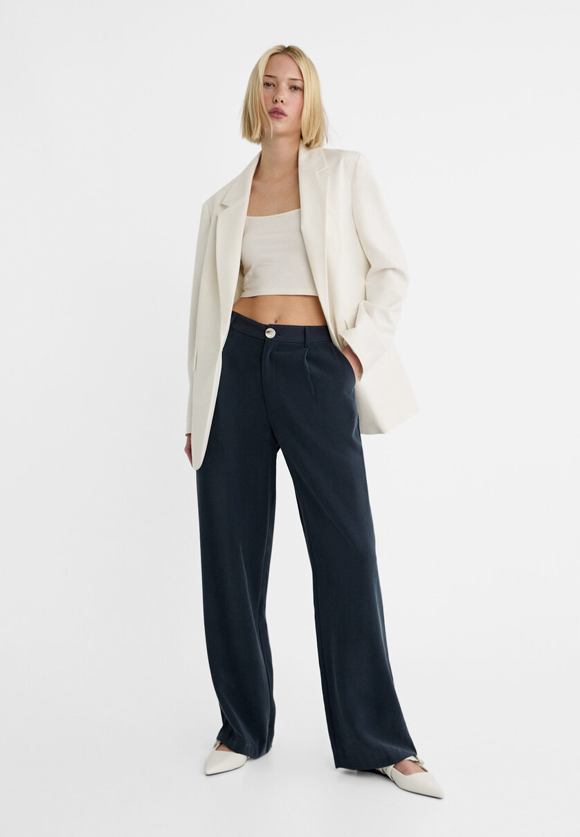 Full-length wide trousers