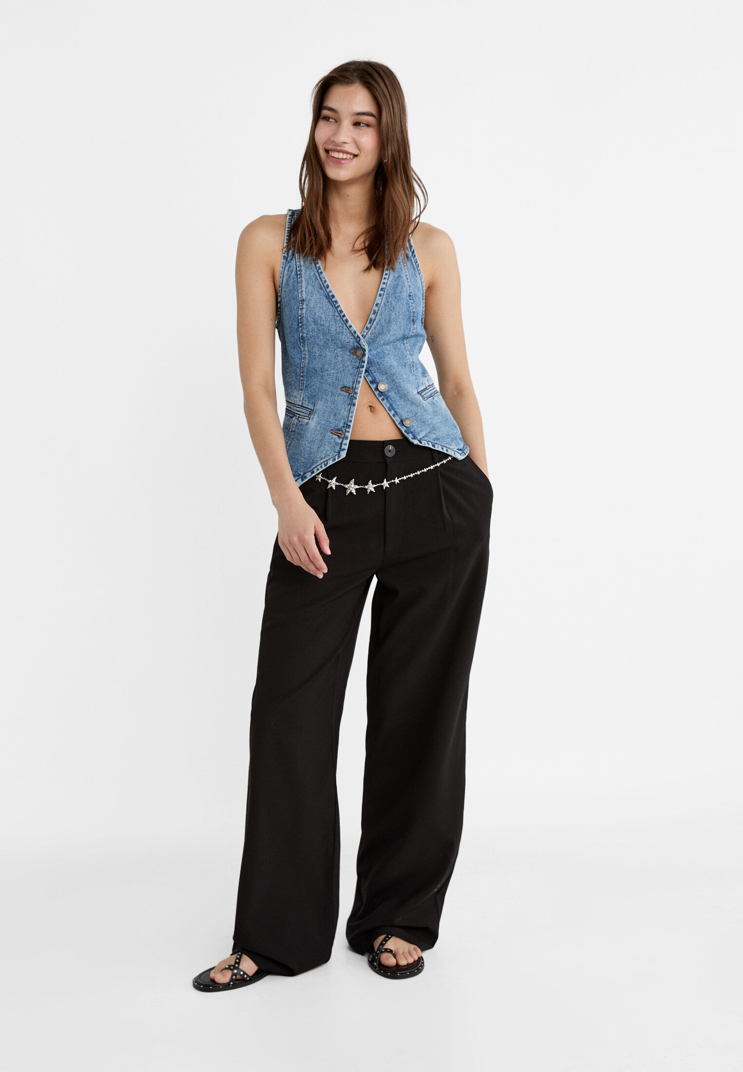 Pantalon negro best sale mujer stradivarius